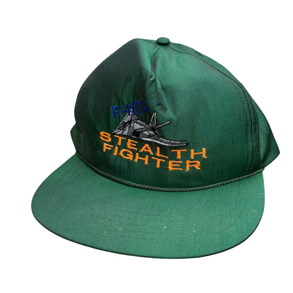 Vintage F-117A Stealth Fighter Airplane Jet Cap Hat SnapBack Trucker Sportsman